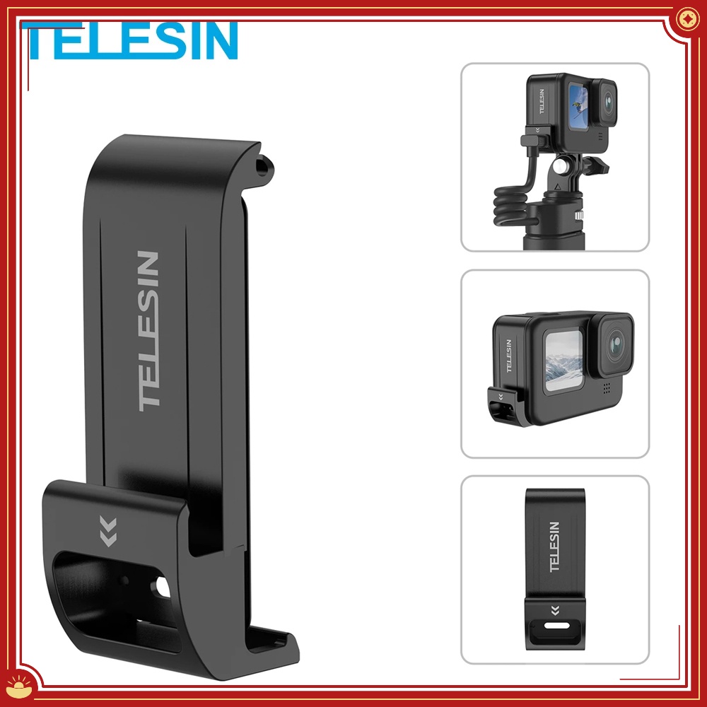 Telesin 適用於 GoPro 9 10 11 防水電池側蓋易於拆卸的 Type-C 充電蓋端口適用於 GoPro