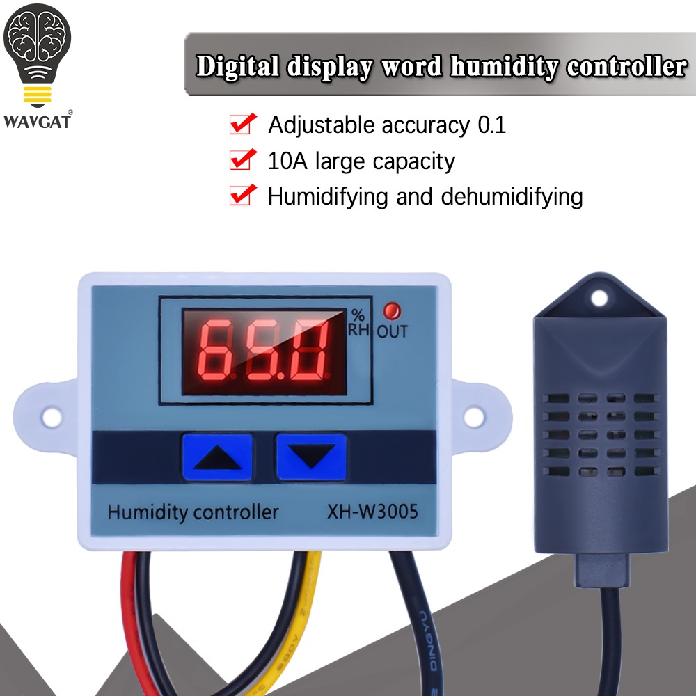 數字濕度控制器 XH-W3005 12V 24V 220V 加濕器濕度計濕度控制開關調節器+濕度傳感器