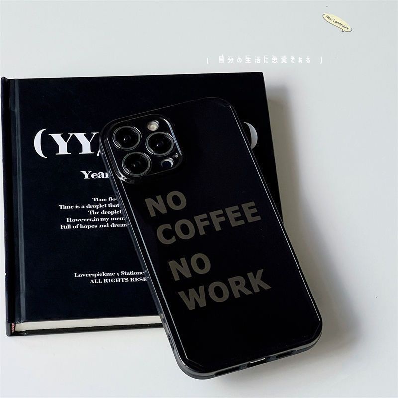 No COFFEE NO WORK 手機殼適用於 Iphone14/13pro Max Apple 11/12 手機殼