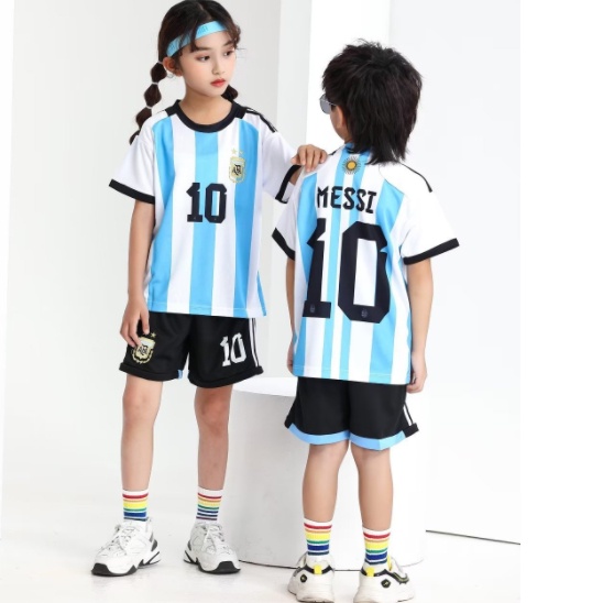 世界盃阿根廷MESSI足球衣 比賽服 阿根廷隊服 客製化球衣 10號梅西 兒童球衣 寬鬆透氣運動服 足球服