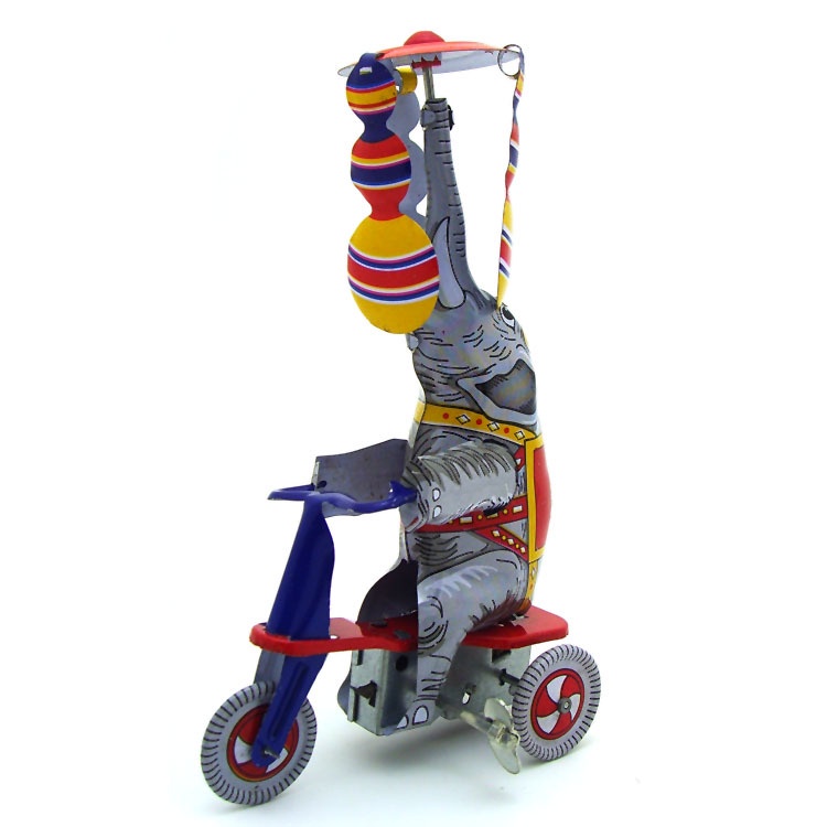 供應懷舊復古玩具 tin toy 鐵皮玩具 MS814 西班牙大象騎三輪車