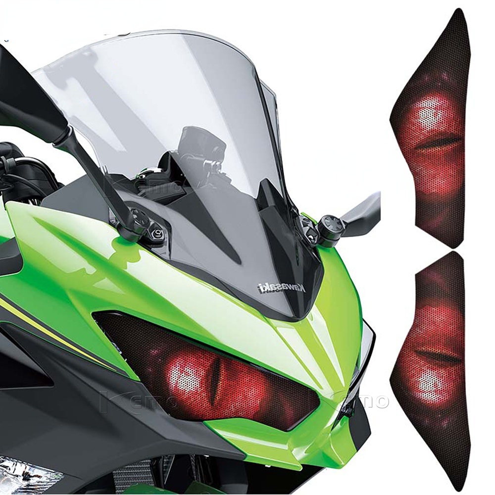 KAWASAKI 適用於川崎忍者 400 250 2018-19 摩托車配件 3D 前整流罩大燈貼紙護罩頭燈貼紙裝飾