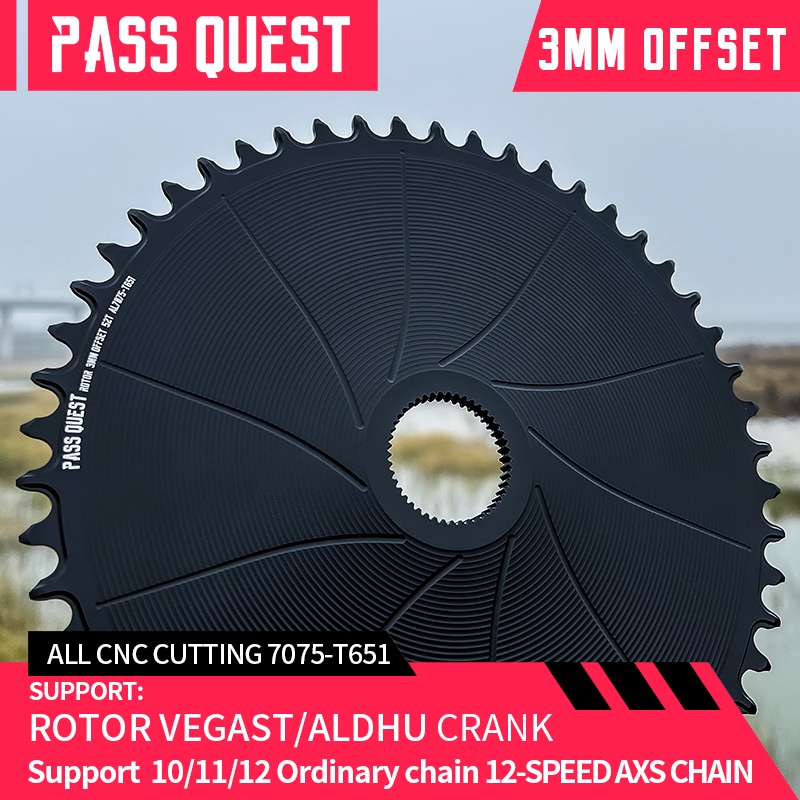 Pass QUEST 轉子礫石自行車 3 毫米 Offest AERO 圓形窄寬鏈輪直接安裝曲柄 AXS 12 速 ​​
