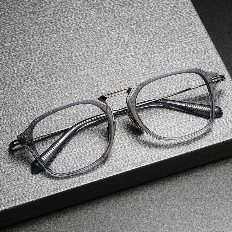 DTX413日系手工光學純鈦眼鏡框復古方形板材玳瑁平光近視眼鏡架工廠直銷中性無logo尚宏眼鏡