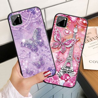 Realme C1 C2 C3 C11 2021 C12 軟矽膠手機殼保護套鑽石蝴蝶外殼