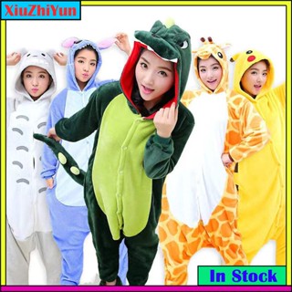 成人動物連體衣恐龍睡衣套裝睡衣女式男式冬季中性 Kigurumi Stitch 皮卡丘服裝兒童卡通法蘭絨睡衣
