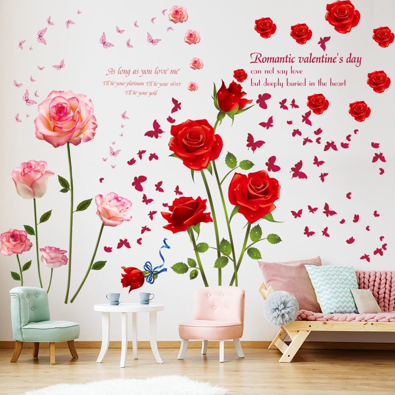 五象設計 紅色花朵牆面裝飾貼紙