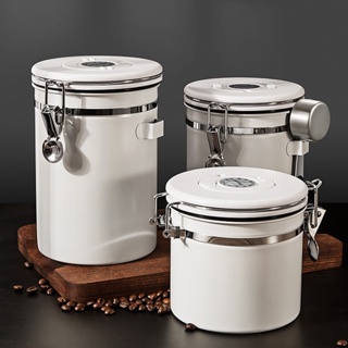 居家家 咖啡豆 密封罐 304不鏽鋼 排氣閥 呼吸密封儲物罐 帶勺子 保鮮罐咖啡罐
