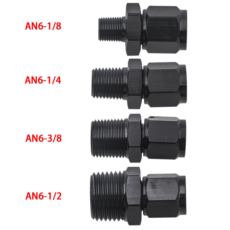 An6 母頭轉 1/2 1/4 1/8 3/8 NPT 公頭旋轉適配器接頭鋁製 6AN 連接器,用於燃油管路過濾器 1P