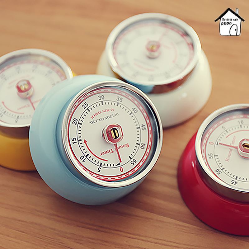 包郵日本金屬計时器復古機械廚房計時器圓形彩色磁鐵冰柜貼提醒器