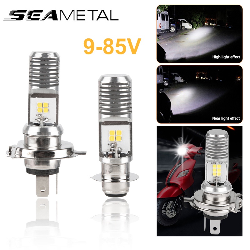 Seametal摩托車led大燈雙色燈泡h4 P15D LED射燈9-85V通用白黃摩托車大燈
