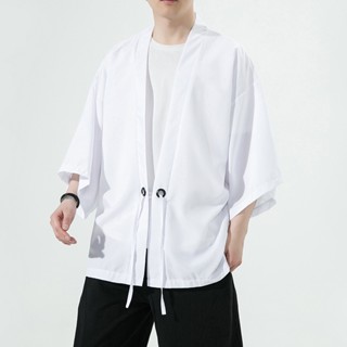 男士棉麻短袖t恤民族風冰絲短衫中國風棉麻漢服和道袍棉麻開衫日系和服 服唐裝漢服居士服