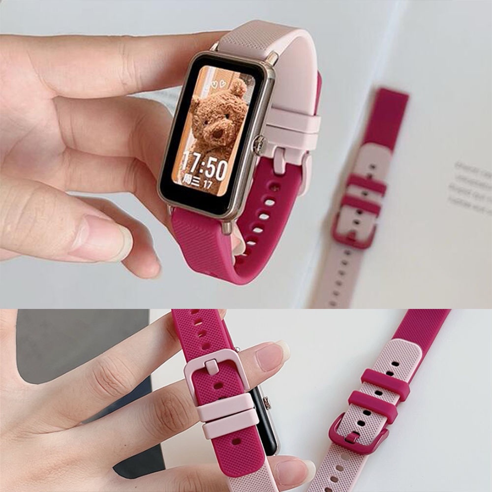 台灣現貨 適用於HUAWEI Watch fit / fit 2 / OPPO Watch free 格紋拼色矽膠錶帶