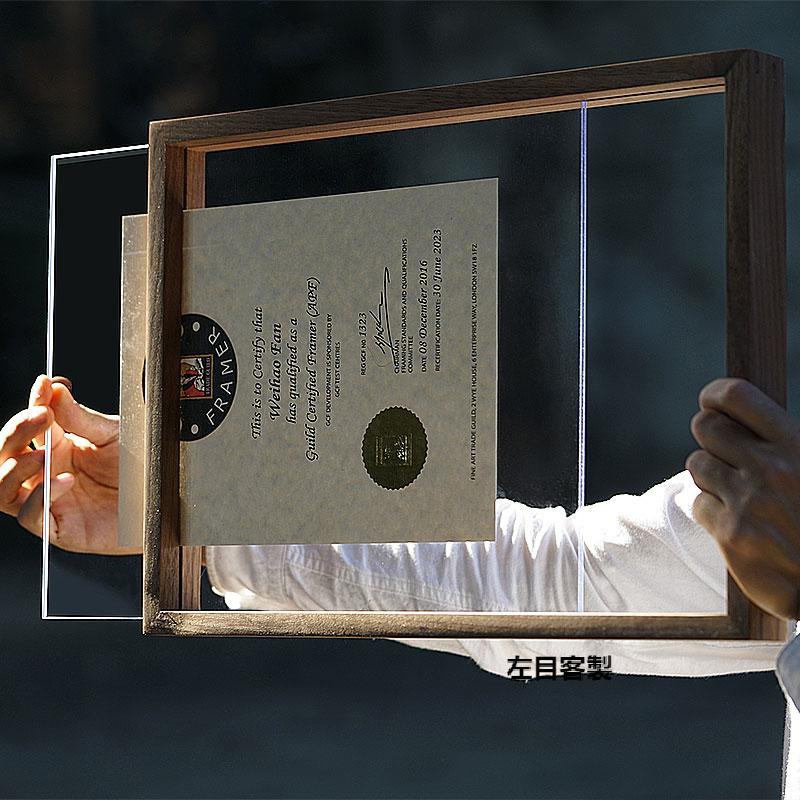 【可客製化】【獎牌收納框】a4實木證書框 獎牌獎狀展示框 訂製 裝裱畫框 透明 相框 營業執照框架