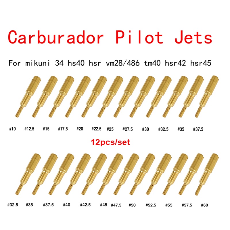 12 件噴油器 Pilot Jets 慢噴器適用於 Mikuni 化油器 HS40 HSR42/45/48 RS34-R