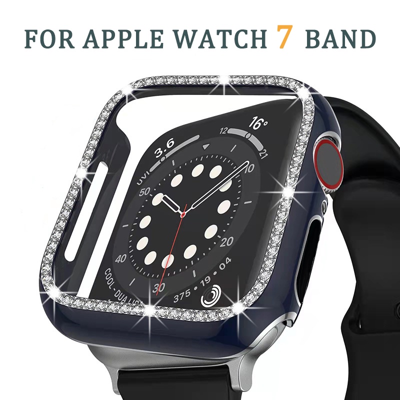 鑽石保護套框架鋼化保險槓保護殼兼容apple Watch 41mm 45mm 40mm 42mm 38mm iwatch