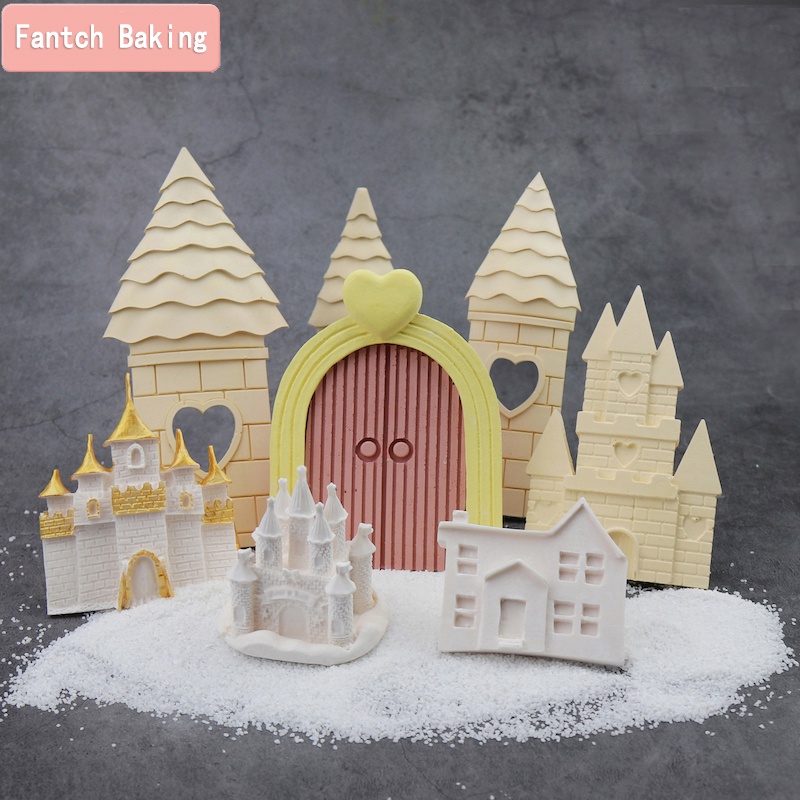 軟矽膠模具城堡房屋建築形狀軟糖巧克力蛋糕裝飾烤盤 DIY 石膏製作樹脂藝術模具