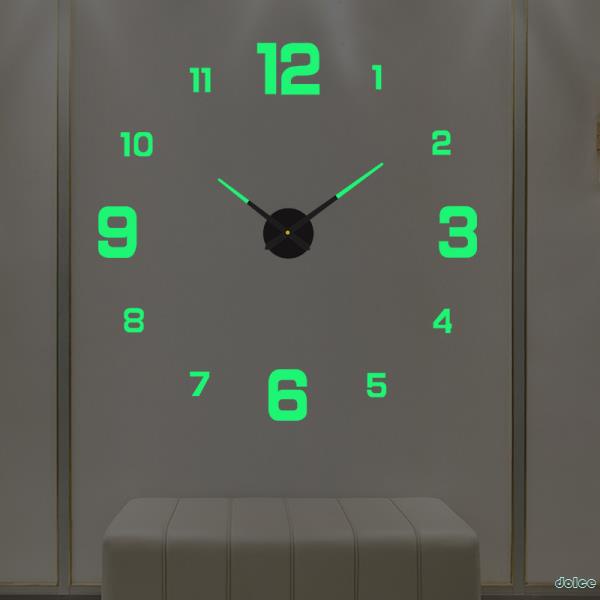 Diy三維掛鐘夜光手錶數字無框靜音貼紙家居/客廳/辦公室裝飾