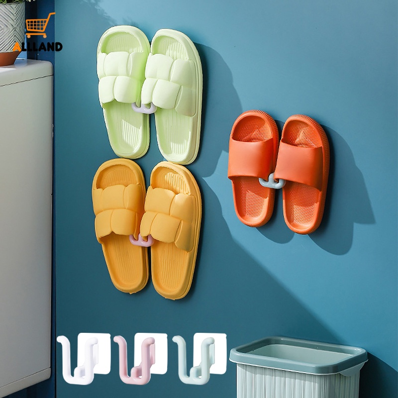 1 件創意牆壁自粘 PP 塑料拖鞋掛鉤/浴室簡單拖鞋排水架/家用多功能鞋收納掛鉤