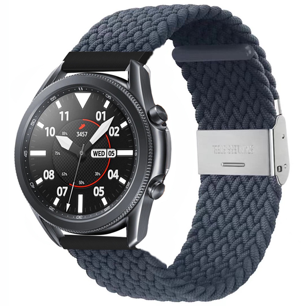 適用佳明小米三星Galaxy watch4 S3 華為GT2e錶帶20/22mm卡扣編織尼龍錶帶素色