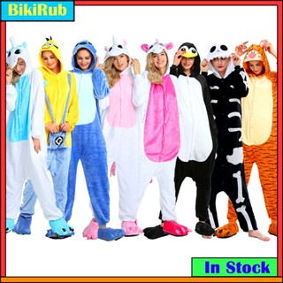 Kigurumi Unicorn Stitch 皮卡丘骷髏小黃人卡通法蘭絨睡衣女式男式睡衣連體衣連身衣動物角色扮演服裝