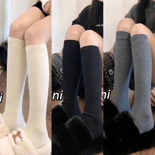 冬季純色女襪加厚保暖女襪條紋簡約jk小腿襪休閒