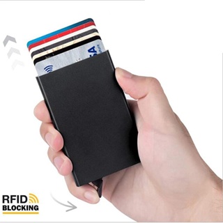 超薄鋁製錢包防盜身份證信用卡夾迷你 RFID 錢包自動彈出式銀行卡包