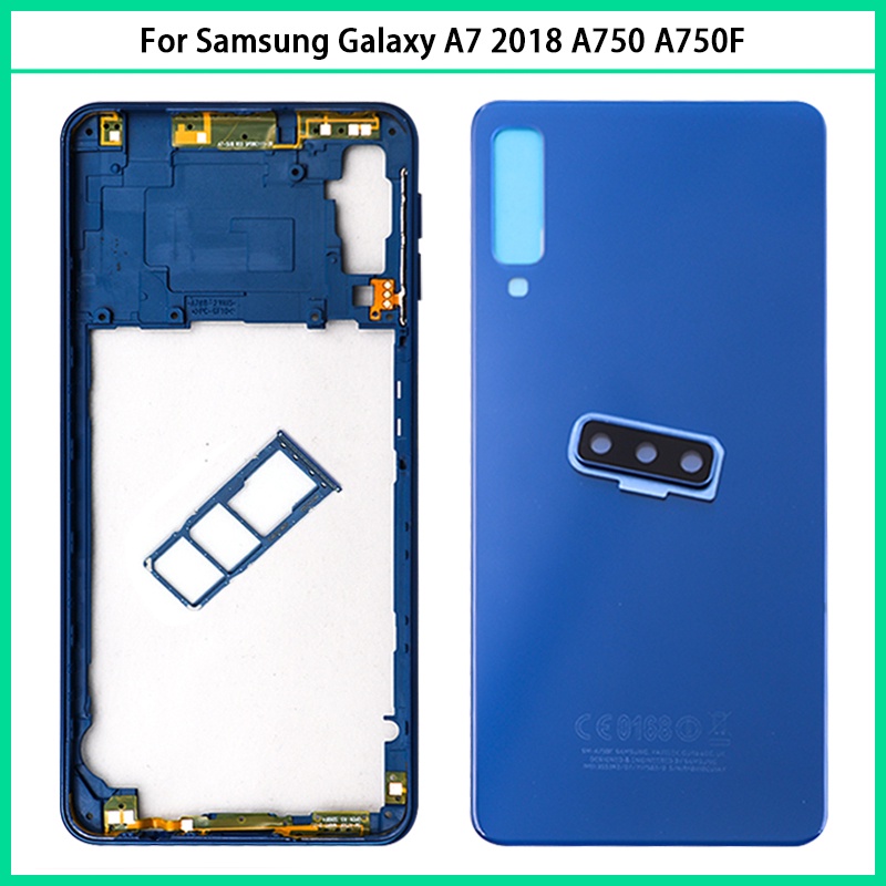 適用於三星 Galaxy A7 2018 A750F SM-A750 中框 A750F 電池後蓋後門外殼外殼 Sim 卡