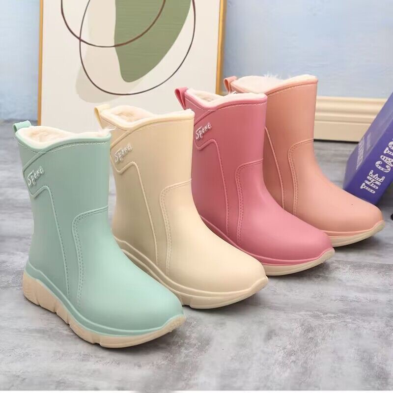 韓國時尚女式雨鞋防滑防水保暖靴
