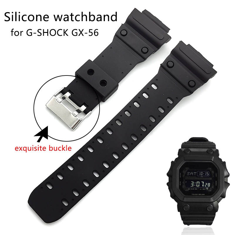 G-shock GX-56SLG-1DR 男士黑色運動潛水橡膠錶帶矽膠塑料錶帶銀色不銹鋼表扣
