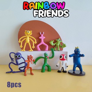 8 件/套 Roblox Rainbow Friends 可動人偶模型裝飾手工娃娃藍色黃色紫色粉色模型玩具兒童