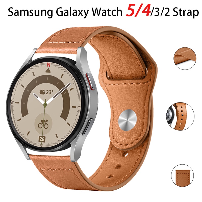 適用於三星Galaxy Watch 4 5 / Active 2 40/Realme Watch 3 3Pro 真皮錶帶