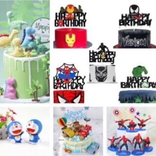 卡哇伊叮噹貓蛋糕裝飾卡通汽車挖掘機蛋糕裝飾生日派對用品diy卡通人物蜘蛛俠侏羅紀恐龍蛋糕裝飾男孩玩具禮物