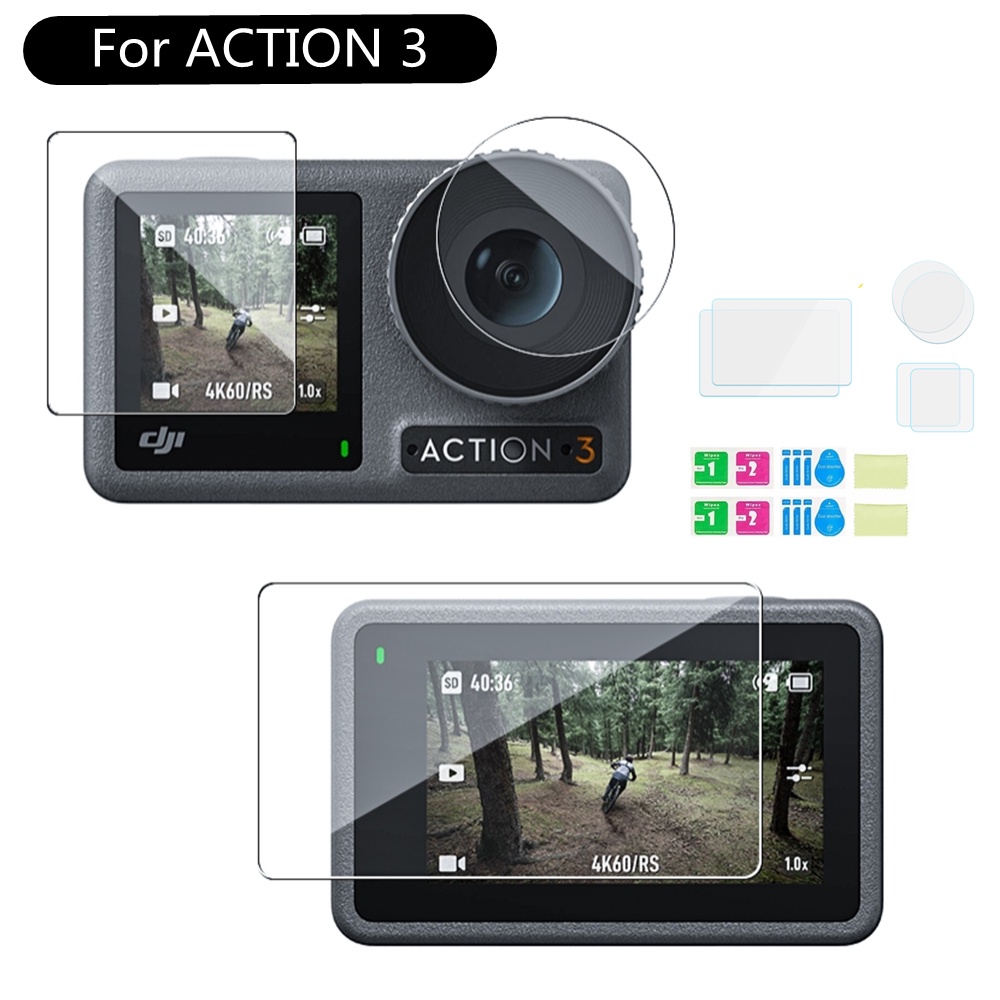 Dji Action 3 鋼化玻璃屏幕保護膜 DJI Osmo Action3 相機配件鏡頭保護膜