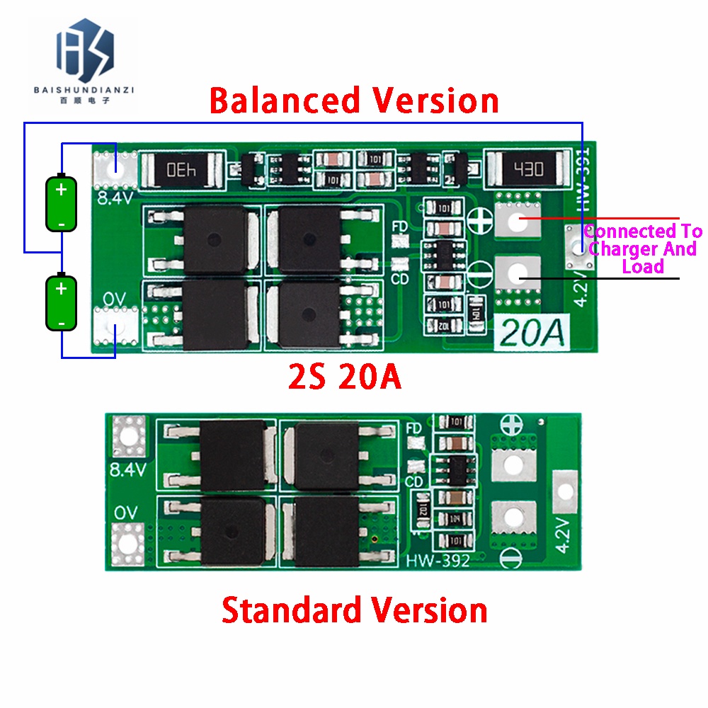 【量大價優】2串7.4V 8.4V 18650 鋰電池保護板 帶均衡 20A電流