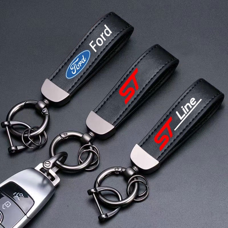 福特汽車鑰匙扣高檔皮革高品質鑰匙扣適用於 ST Line Fiesta Ranger T6/T7/T8 Focus Te
