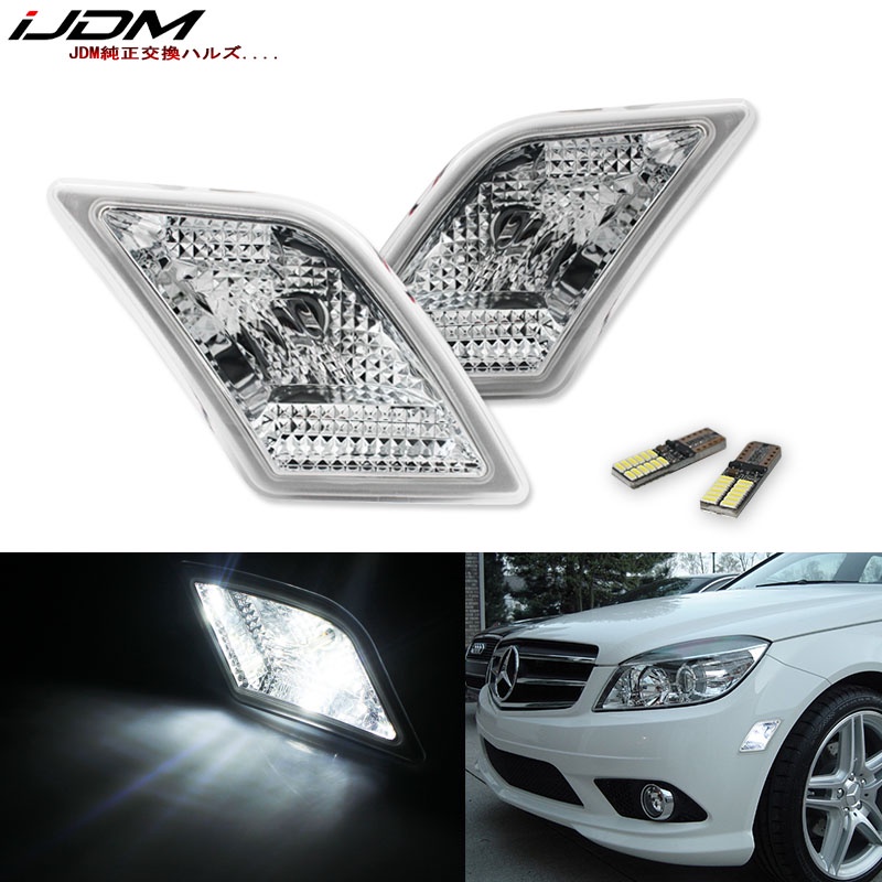 Ijdm LED 燈泡前側標記燈套件,適用於 2008-11 年梅賽德斯 Pre-LCI W204 C250 C300