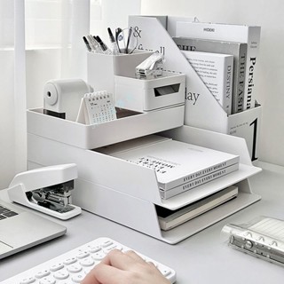 購滿99出貨 a4檔案收納盒 桌面辦公室多層工位神器 書架檔案盤書桌上置物架 信盤 臺灣熱銷