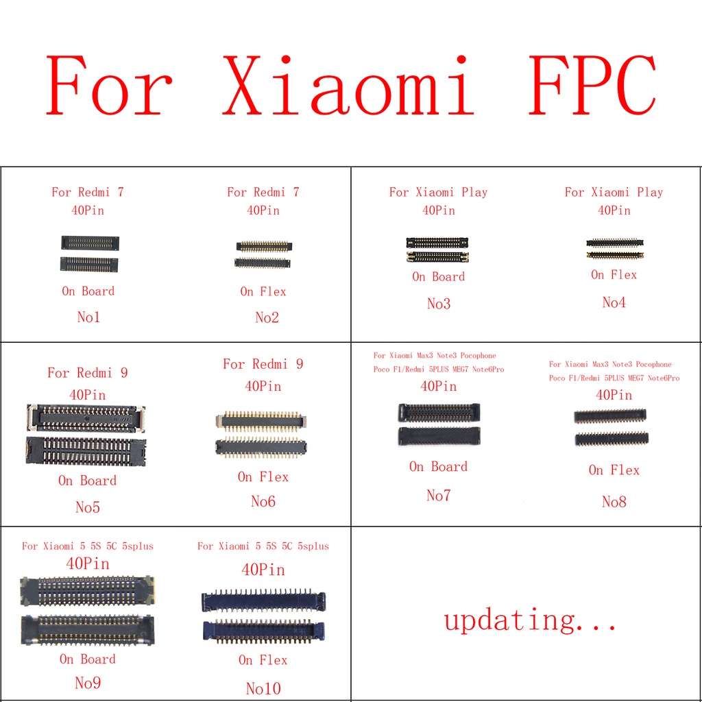 2件 40針LCD顯示屏FPC連接器主板小米 Max 3/Poco F1/Note 3/Play紅米9 7 5 plus