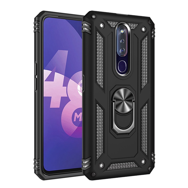 Oppo F11 Pro R15 Pro R17 R19 外殼重型堅固耐用裝甲外殼金屬支架手機殼保護套