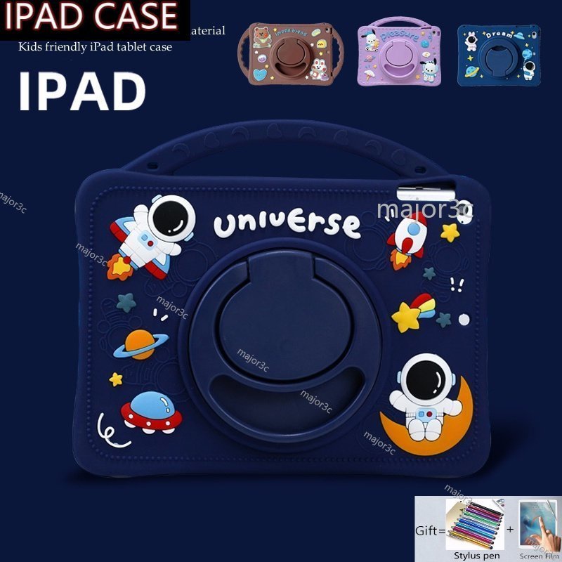 卡通 Ipad Pro 11 英寸保護套帶筆架兒童可愛 Ipad 10th 9th 8th 7th 6th Air 5t