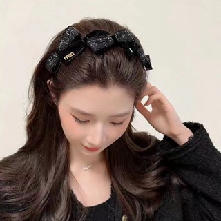 法式小香風蝴蝶結髮箍女氣質甜美黑色絲絨蝴蝶結頭箍韓國髮飾時尚配飾品