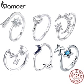 Bamoer 925 純銀精緻流星分體開口戒指時尚首飾週年紀念禮物女士