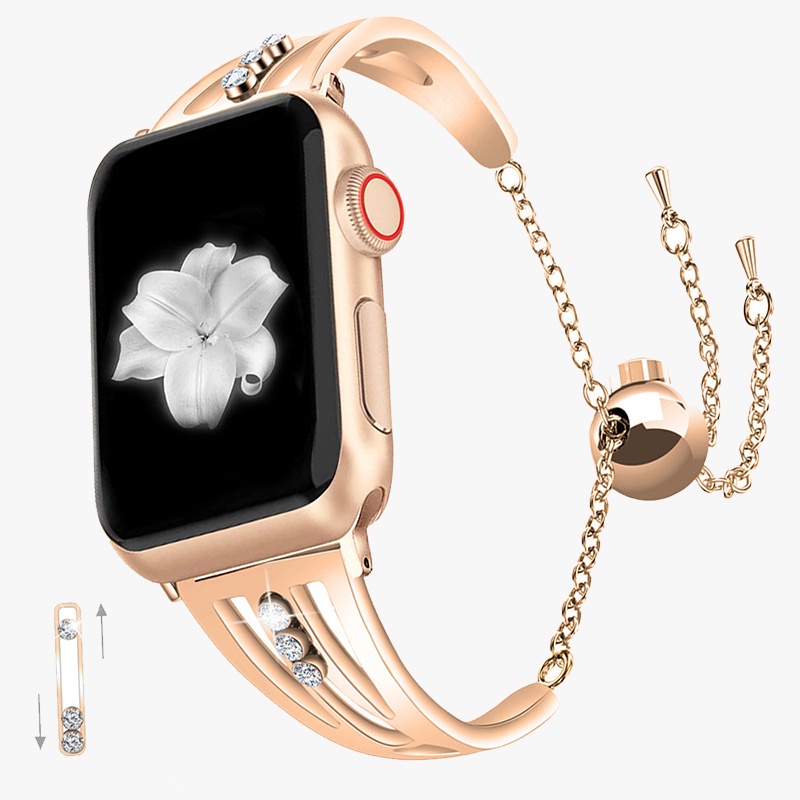 鑽石首飾鏈 Correa 手鍊錶帶兼容 Apple Watch 8 Ultra 7 49mm 41mm 45mm IWa