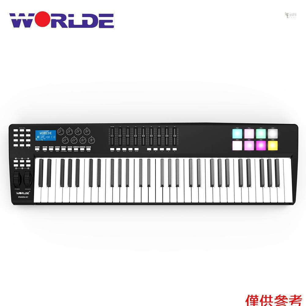 YOT世界熊貓61 USB MIDI 主控鍵盤 61 鍵 8 個可編程打擊墊 含 USB 線 彩燈版