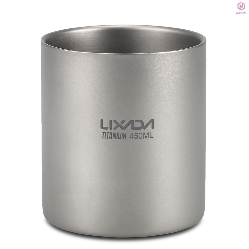 Lixada 450ml鈦雙層保溫水杯家用戶外野營徒步野餐茶杯咖啡杯【15】【新到貨】