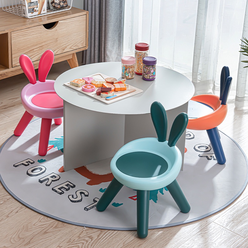 台灣現貨✨ 兒童可愛兔兔椅子 兒童椅子 嬰兒餐桌椅 卡通靠背椅 幼兒園小椅子 寶寶沙發椅 家用塑膠卡通靠背椅 叫叫椅
