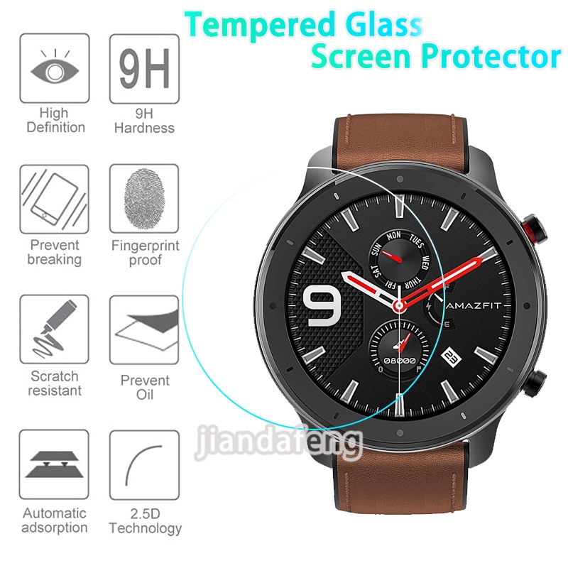 【3 件】2.5d 高清鋼化玻璃屏幕保護膜適用於華米 Amazfit GTR 47mm 42mm