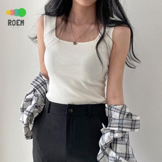 ROVE[輕奢高級]韓國chic夏季簡約氣質方領露鎖骨緊身顯瘦素色內搭無袖吊帶背心女