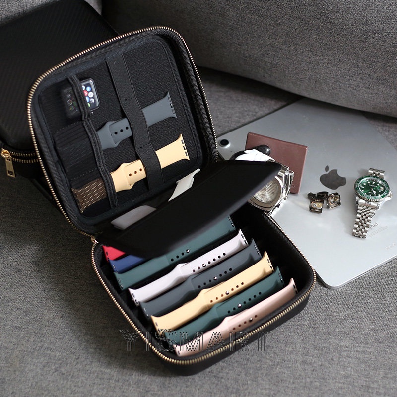 碳纖維錶帶收納盒 適用於 Apple Watch錶帶配件收納包 便攜式旅行收納盒